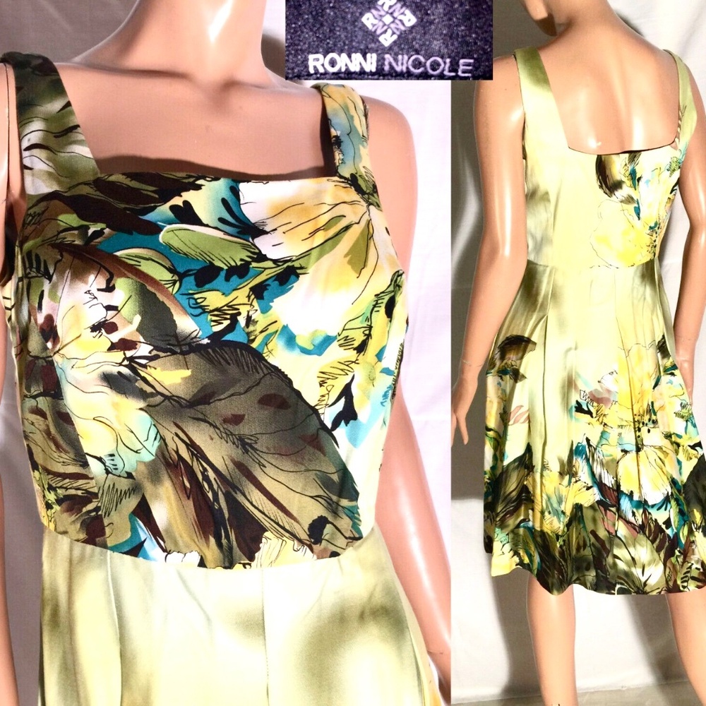 Bold Tropical Hawaiian Floral Print Sleeveless Summer Day Dress RONNIE NICOLE~6